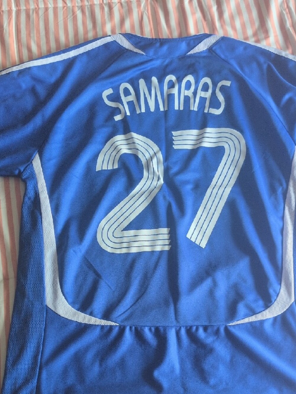 Blue Athletic Jersey with White Graphic #27 Samaras - Picture 4 of 5